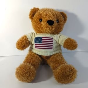 Beverly Hills Teddy Bear Co Bear Plush Stuffed  Animal Toy Doll Sweater W/Flag
